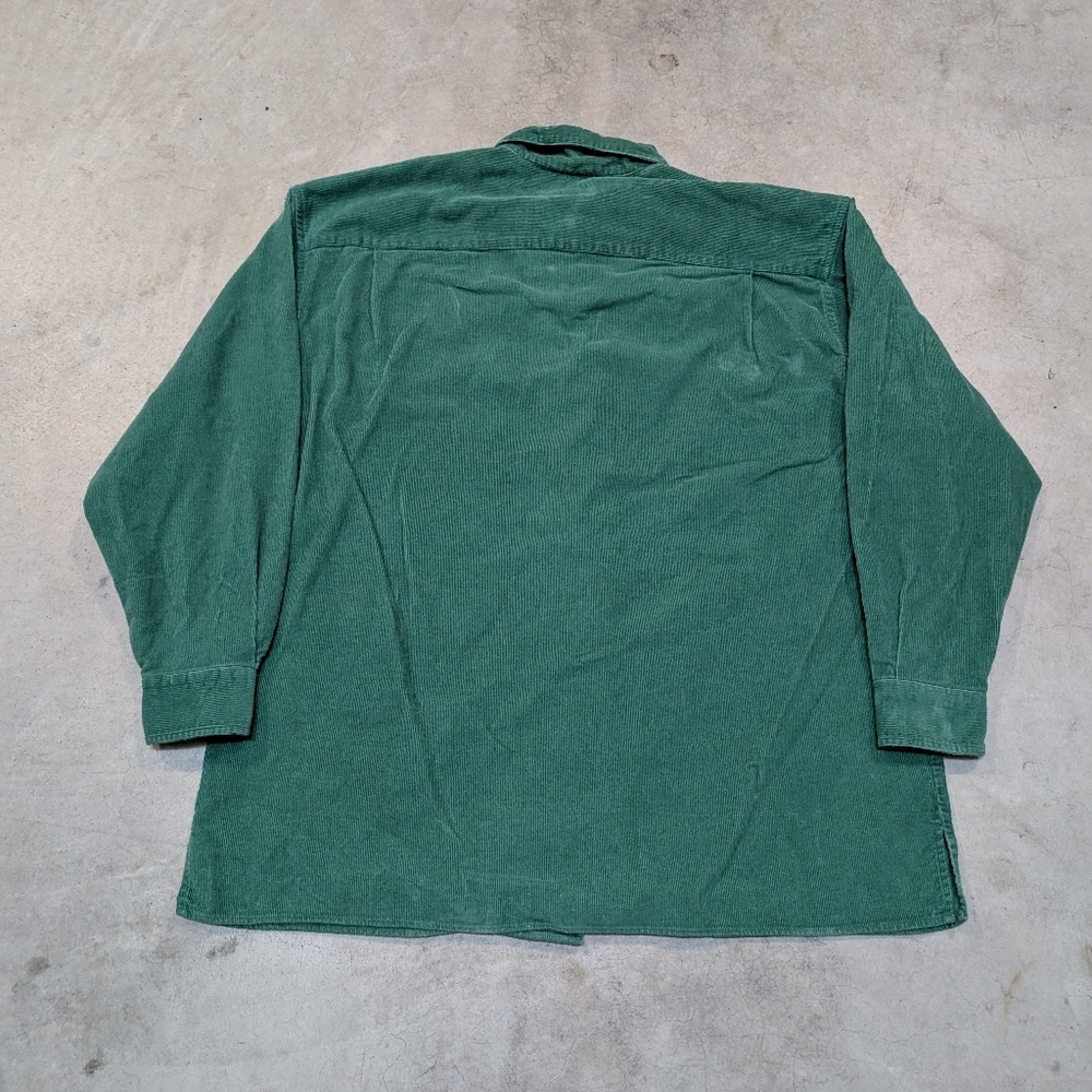 VTG Ralph Lauren Country Corduroy Shirt Mens L Loop Collar Green Flaws - Picture 4 of 6